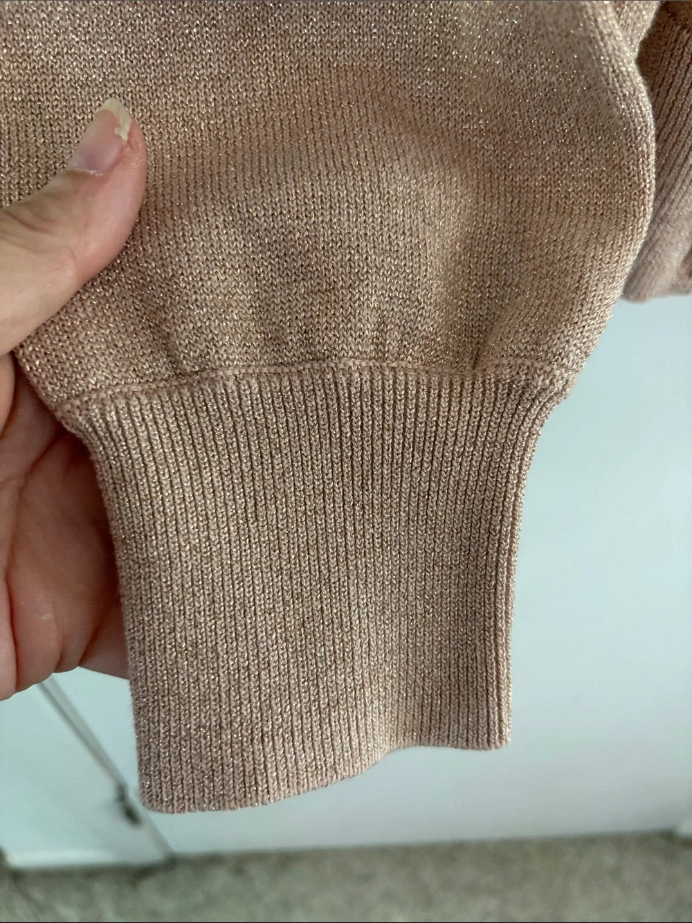 Crewcuts J Crew rose gold metallic long sleeve cardigan Size Large